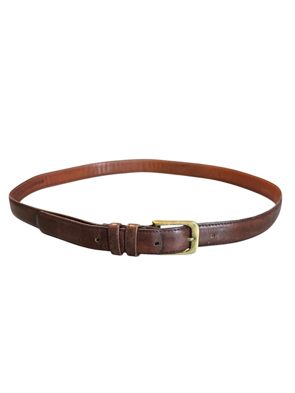 Coach Brown Genuine Leather Solid Brass Buckle Belt